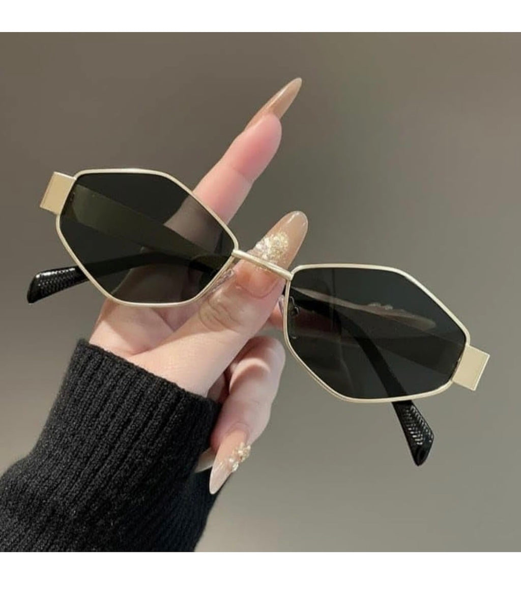 Luxury Geometric Hexagon Sunglasses for Men & Women | UV Protection Metal Frame Shades