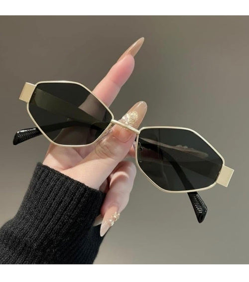 Luxury Geometric Hexagon Sunglasses for Men & Women | UV Protection Metal Frame Shades