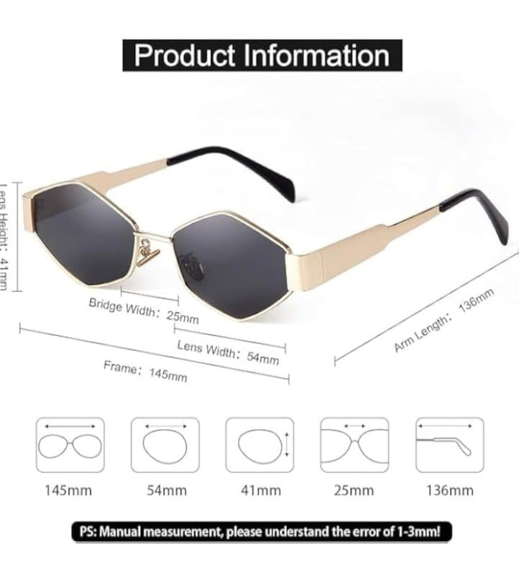 Luxury Geometric Hexagon Sunglasses for Men & Women | UV Protection Metal Frame Shades
