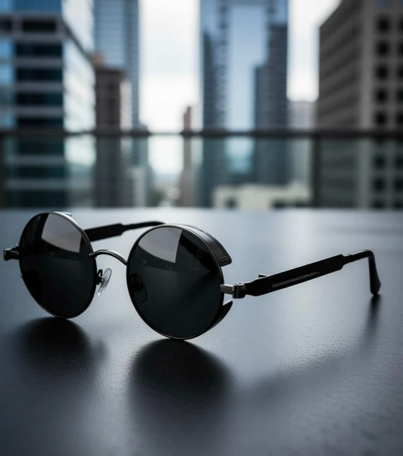 Retro Round Black Sunglasses for Men & Women | Vintage Steampunk UV Protection Shades