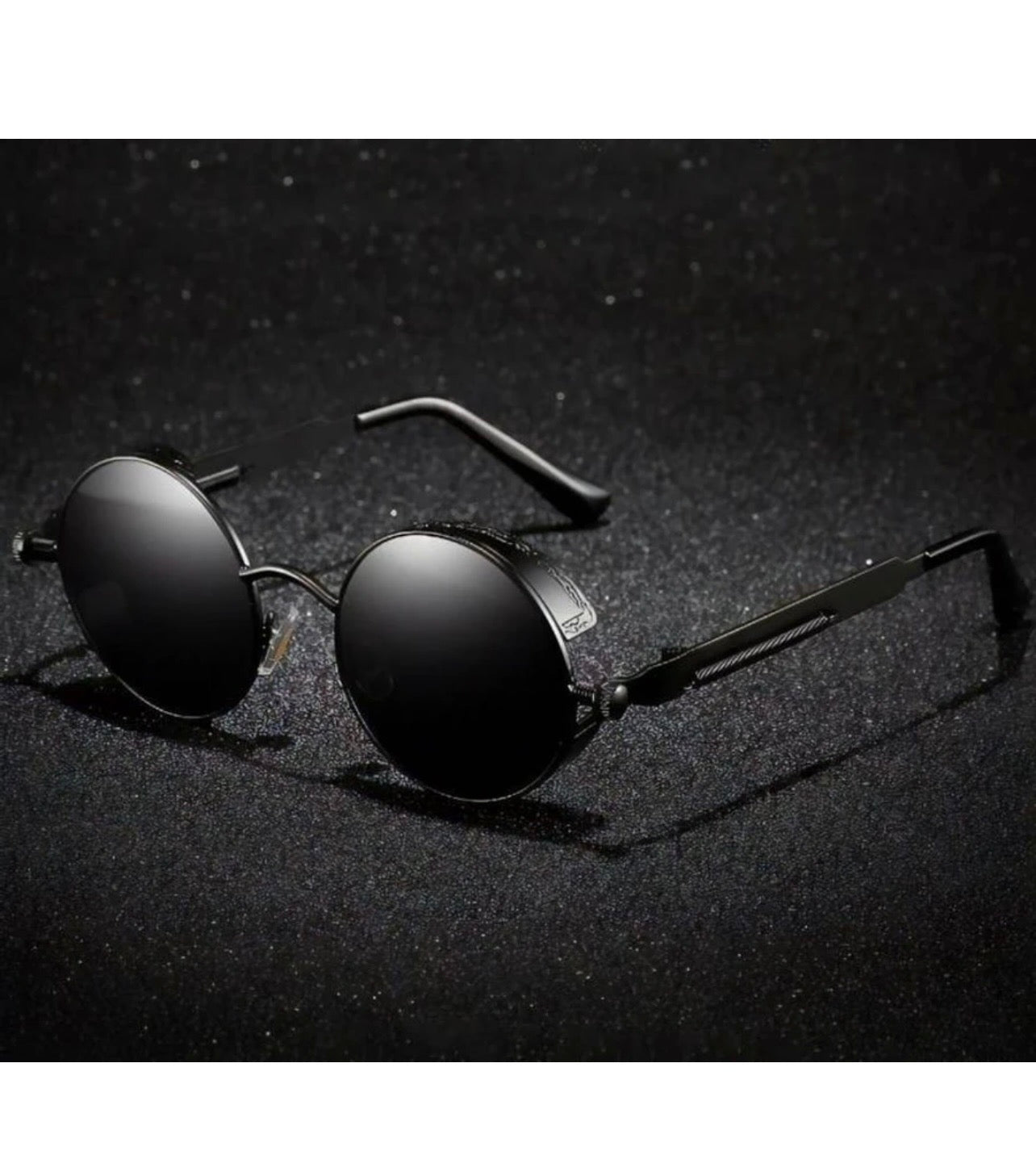 Retro Round Black Sunglasses for Men & Women | Vintage Steampunk UV Protection Shades