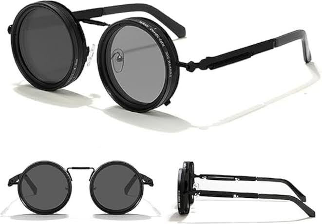 Adjustable Tint Steampunk Round Sunglasses for Men & Women | UV Protection Retro Metal Frame