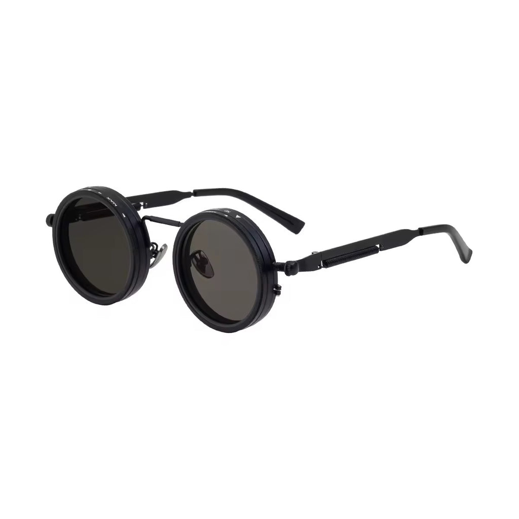 Adjustable Tint Steampunk Round Sunglasses for Men & Women | UV Protection Retro Metal Frame