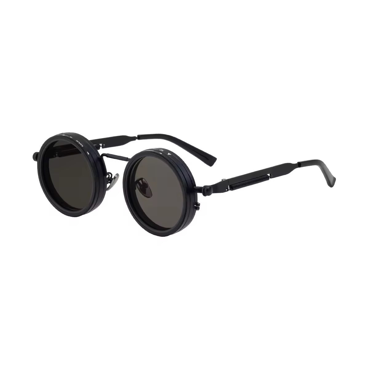 Adjustable Tint Steampunk Round Sunglasses for Men & Women | UV Protection Retro Metal Frame